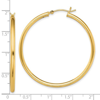 Sterling Silver Gold-Plated 2 mm Round Hoop Earrings - 45 mm