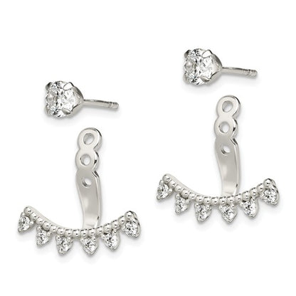 Sterling Silver Front & Back CZ Post Earrings