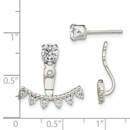 Sterling Silver Front & Back CZ Post Earrings