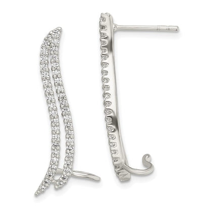 Sterling Silver CZ Cuff Ear Climber Earrings