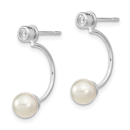 Sterling Silver CZ & Pearl Earrings