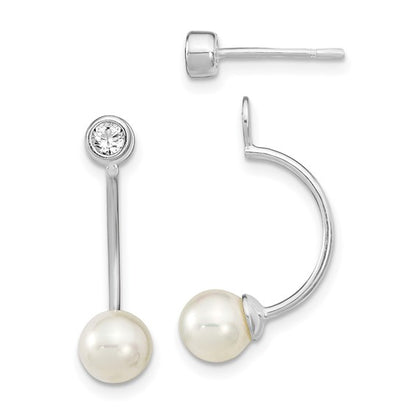 Sterling Silver CZ & Pearl Earrings