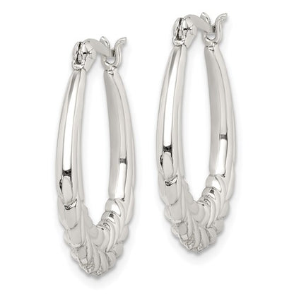 Sterling Silver Semi-Solid Textured Hoop Earrings