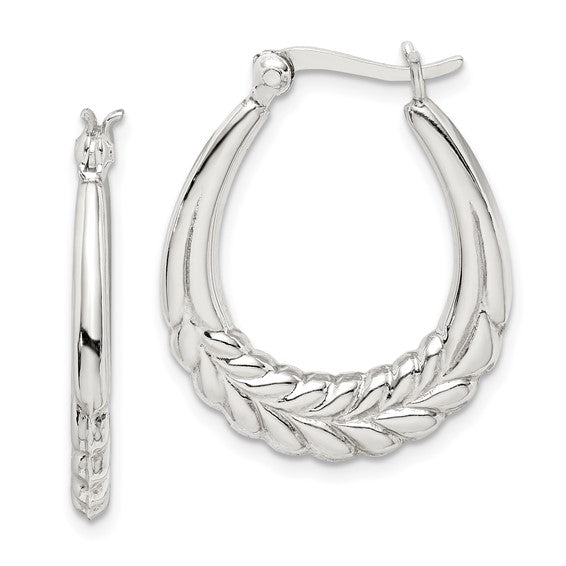 Sterling Silver Semi-Solid Textured Hoop Earrings