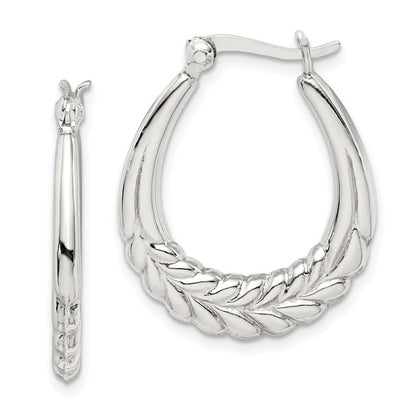 Sterling Silver Semi-Solid Textured Hoop Earrings