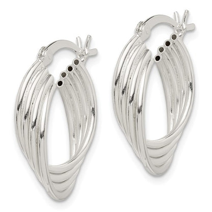 Sterling Silver Polished Twisted Multi-Hoop Earrings