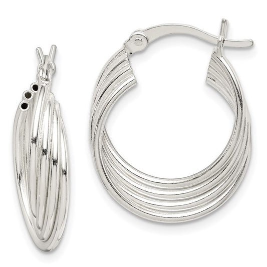 Sterling Silver Polished Twisted Multi-Hoop Earrings