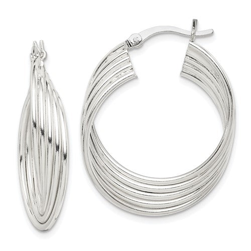 Sterling Silver Polished Twisted Multi-Hoop Earrings