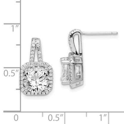 Sterling Silver Rhodium-Plated CZ Halo Post Earrings