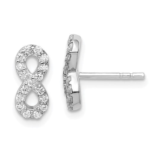 Sterling Silver CZ Infinity Post Earrings