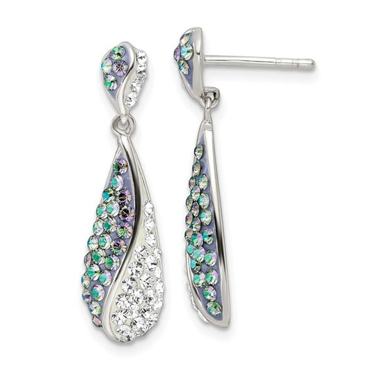 Sterling Silver Crystal Teardrop Post Earrings