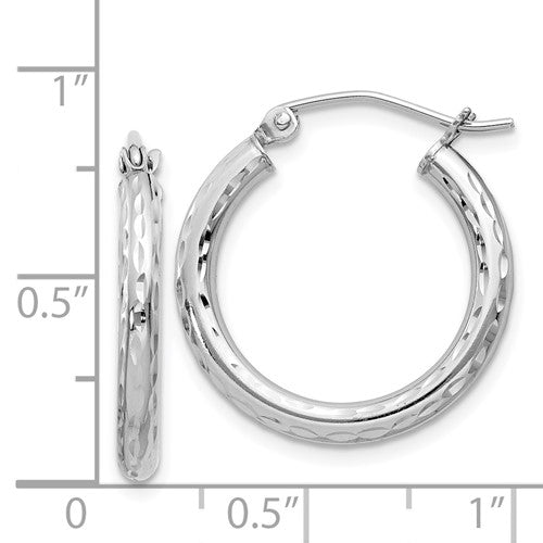 Sterling Silver Diamond-Cut Hoop Earrings - 22 mm