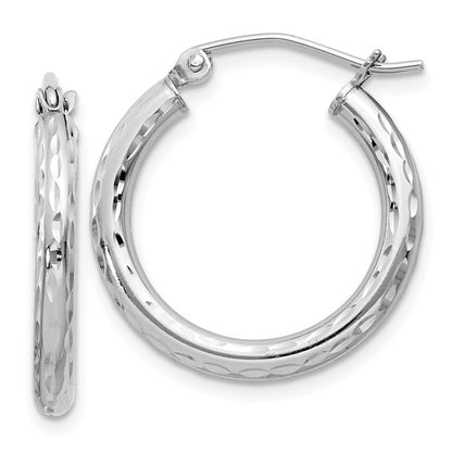 Sterling Silver Diamond-Cut Hoop Earrings - 22 mm