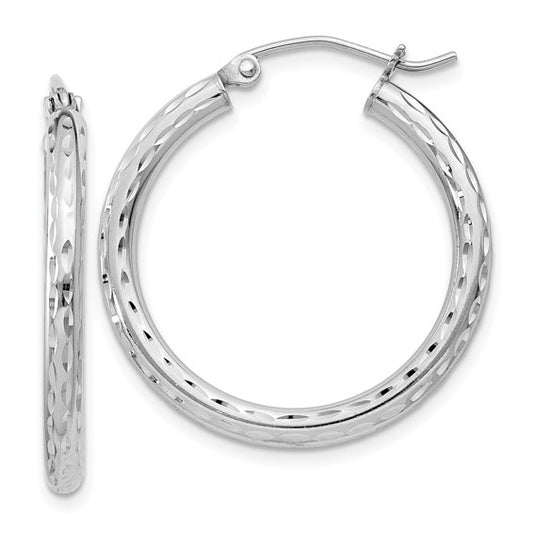 Sterling Silver Diamond-Cut Hoop Earrings - 27 mm