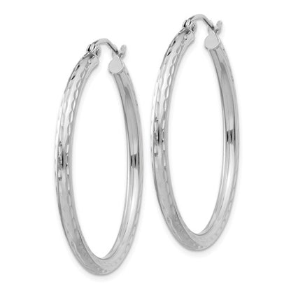 Sterling Silver Diamond-Cut Hoop Earrings - 37 mm