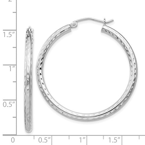 Sterling Silver Diamond-Cut Hoop Earrings - 37 mm