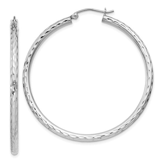 Sterling Silver Diamond-Cut Hoop Earrings - 46 mm