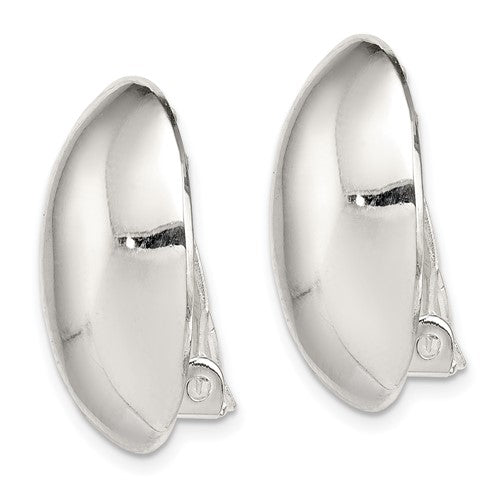 Sterling Silver Oval Clip Back Non-Pierced Earrings