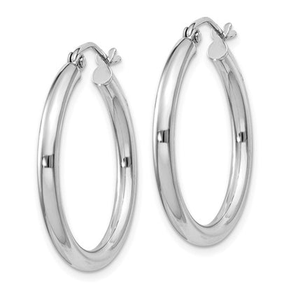 Sterling Silver Rhodium-Plated 2.5 mm Round Hoop Earrings - 27 mm