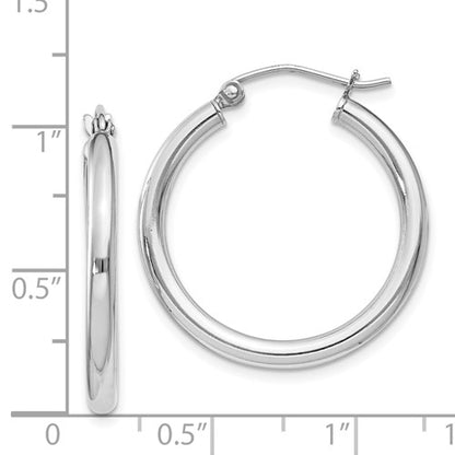 Sterling Silver Rhodium-Plated 2.5 mm Round Hoop Earrings - 27 mm