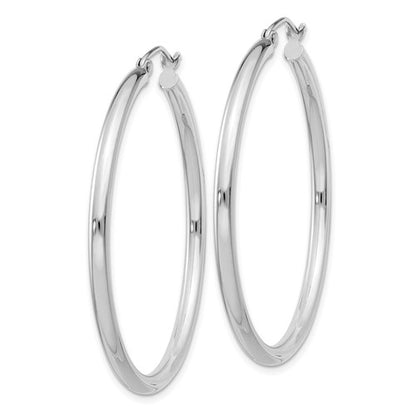 Sterling Silver Rhodium-Plated 2.5 mm Round Hoop Earrings - 42 mm