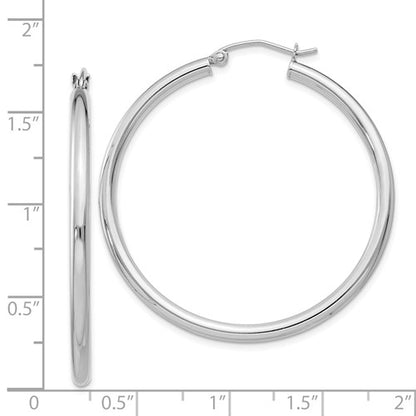 Sterling Silver Rhodium-Plated 2.5 mm Round Hoop Earrings - 42 mm