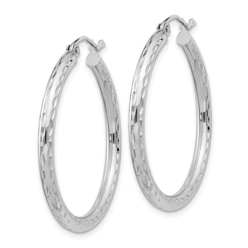 Sterling Silver Diamond-Cut Hoop Earrings - 31 mm