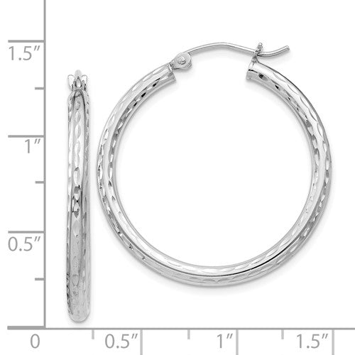 Sterling Silver Diamond-Cut Hoop Earrings - 31 mm