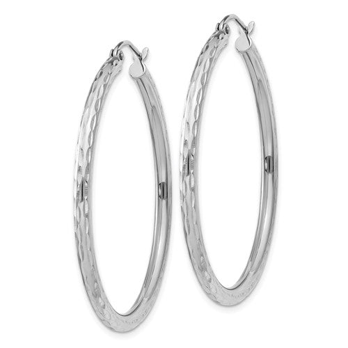 Sterling Silver Diamond-Cut Hoop Earrings - 41 mm