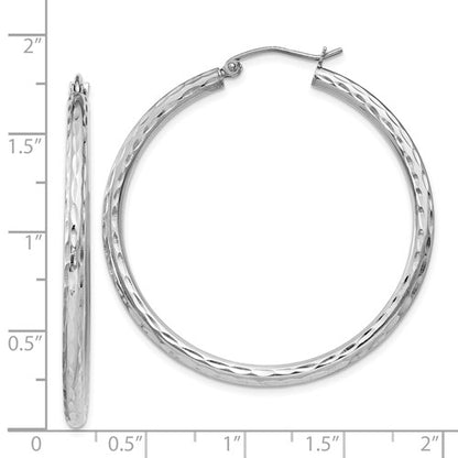 Sterling Silver Diamond-Cut Hoop Earrings - 41 mm