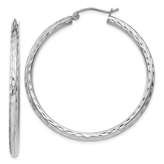 Sterling Silver Diamond-Cut Hoop Earrings - 41 mm