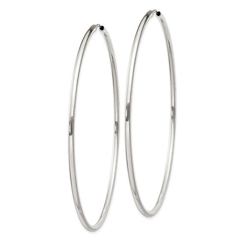 Sterling Silver Endless Hoop Earrings 2mm x 70mm