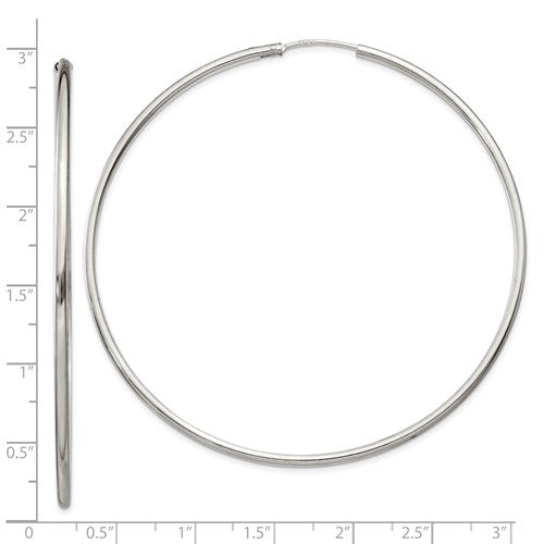 Sterling Silver Endless Hoop Earrings 2mm x 70mm