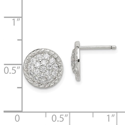 Sterling Silver Round CZ Post Earrings