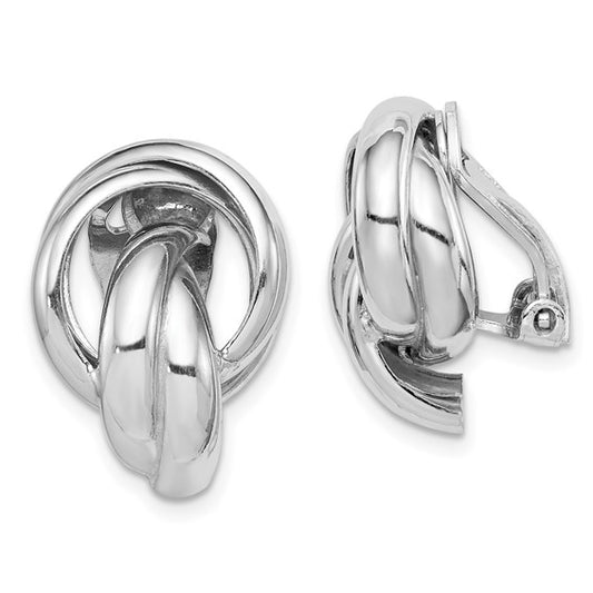 Sterling Silver Knot Design Clip-On Non-Pierced Earrings