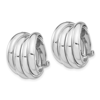 Sterling Silver Rhodium-Plated Clip Back Non-Pierced Earrings