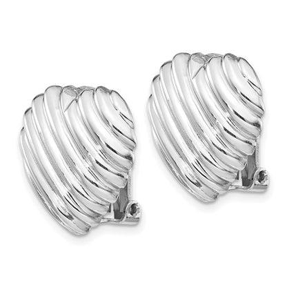 Sterling Silver Heart Clip-On Non-Pierced Earrings