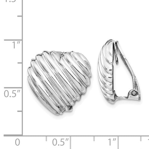 Sterling Silver Heart Clip-On Non-Pierced Earrings