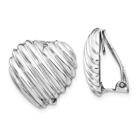 Sterling Silver Heart Clip-On Non-Pierced Earrings