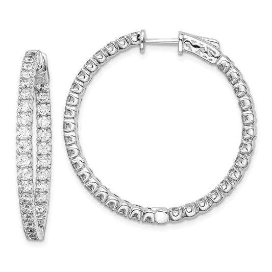 Sterling Silver Rhodium-Plated In & Out CZ Hoop Earrings 29mm