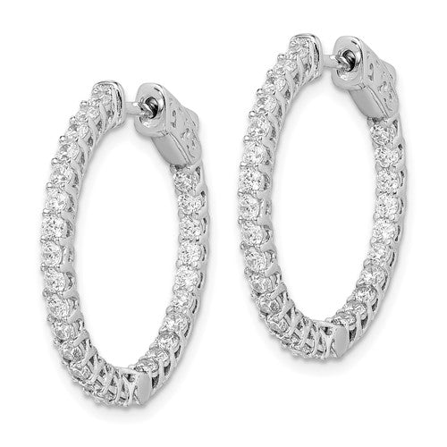 Sterling Silver CZ In/Out Hoop Earrings - 26 mm