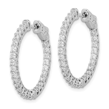 Sterling Silver CZ In/Out Hoop Earrings - 26 mm