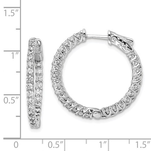 Sterling Silver CZ In/Out Hoop Earrings - 26 mm