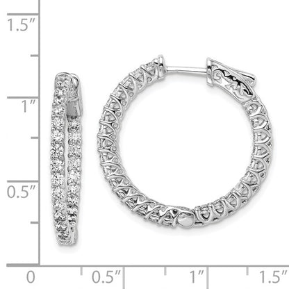 Sterling Silver CZ In/Out Hoop Earrings - 26 mm