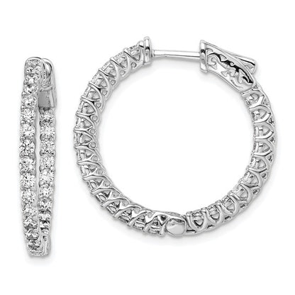 Sterling Silver CZ In/Out Hoop Earrings - 26 mm