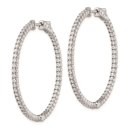 Sterling Silver CZ In/Out Hoop Earrings