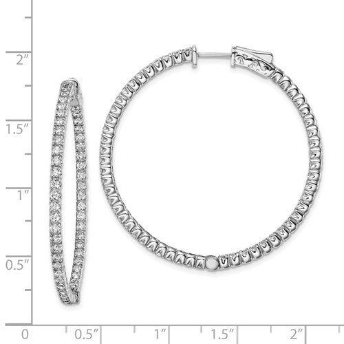 Sterling Silver CZ In/Out Hoop Earrings