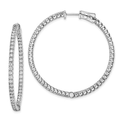 Sterling Silver CZ In/Out Hoop Earrings