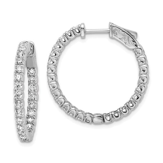 Sterling Silver CZ In/Out Hoop Earrings - 26mm