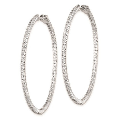 Sterling Silver CZ In/Out Hoop Earrings